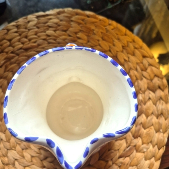 Floral Ceramic Pitcher Spanish Floral Art Pottery - Picture 6 of 7